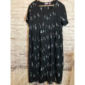 Vintage Premier Babydoll Dress Womens 1X Black Full Button Front Shopping Ladies